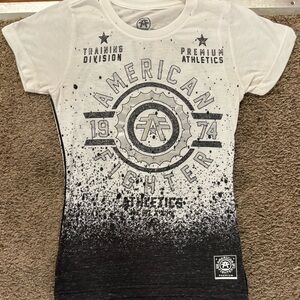 American Fighter by Buckle Woman S White Silver Black Graphic design Like new